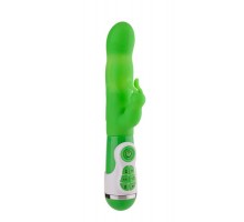 Зеленый вибратор с клиторальным стимулятором INSTYLE DUO VIBRATOR 5.5INCH - 14 см.