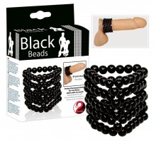 Широкое эрекционное кольцо из бусинок Black Beads