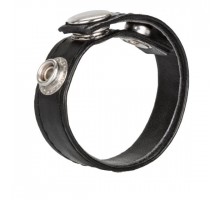 Черная кожаная утяжка для пениса Leather 3-Snap Ring