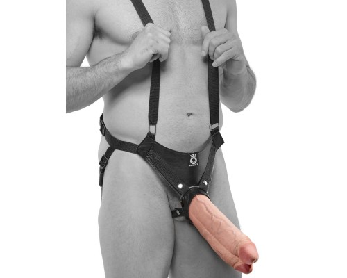 Страпон-система с телесной насадкой 11  Two Cocks One Hole Hollow Strap-On Suspender System - 30,5 см.