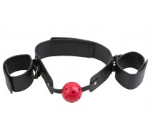 Кляп-наручники с красным шариком Breathable Ball Gag Restraint