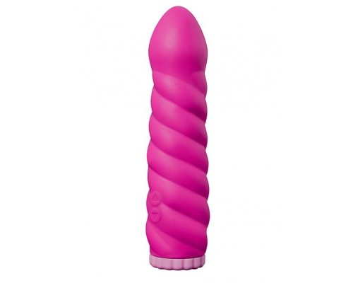 Ярко-розовый вибратор со спиралевидным рельефом PURRFECT SILICONE DELUXE 100 FUNCTION - 18 см.