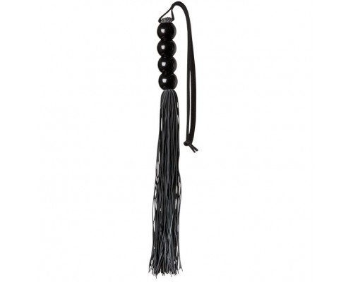 Чёрная мини-плеть из силикона с акриловой рукоятью SILICONE FLOGGER WHIP - 35 см.