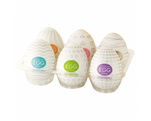 Набор из 6 мастурбаторов-яиц Tenga EGG I Strong Sensations с различными рельефом