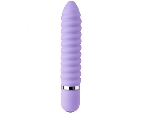 Фиолетовый ребристый мини-вибратор NEON WICKED WAND PURPLE - 11,4 см.