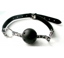 Чёрный кляп-шарик Ball Gag на ремешках с леопардовым принтом