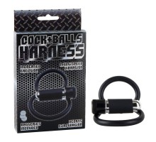 Черное двойное эрекционное кольцо COCK+BALLS HARNESS W. MULTISPEED BULLET