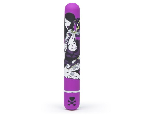 Фиолетовый вибратор с принтом CLASSIC VIBRATOR PURPLE SNAKE WOMAN - 18,4 см.