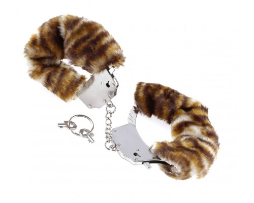 Металлические наручники Original Furry Cuffs с мехом под тигра