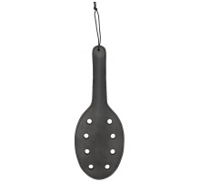 Черная шлепалка Saddle Leather Paddle With 8 Holes - 40 см.