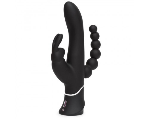 Черный перезаряжаемый вибратор Triple Curve Rechargeable Rabbit Vibrator - 25,4 см.