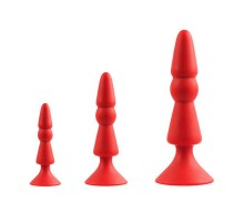 Набор из красных анальных силиконовых втулок MENZSTUFF 3-PIECE ANAL CONE SET