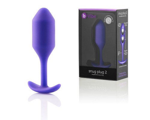 Фиолетовая пробка для ношения B-vibe Snug Plug 2 - 11,4 см.