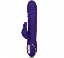 Фиолетовый вибратор с поступательным движением Jack Rabbit Signature Silicone Thrusting Rabbit - 20 см.