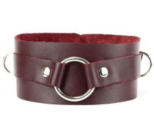 Бордовый широкий ошейник с кольцом Maroon Collar