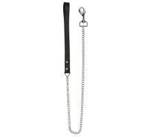 Черный поводок Leather Handle Chain Lead