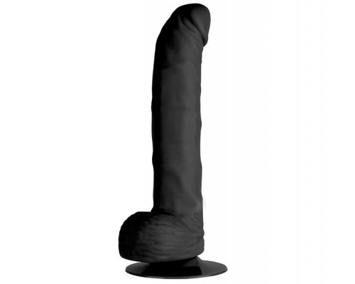 Чёрный вибратор-реалистик с присоской PURRFECT SILICONE DELUXE ONE TOUCH 8INCH - 20 см.