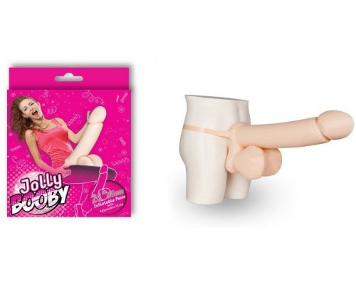 Телесный надувной пенис с фиксацией JOLLY BOOBY INFLATABLE PENIS - 53 см.