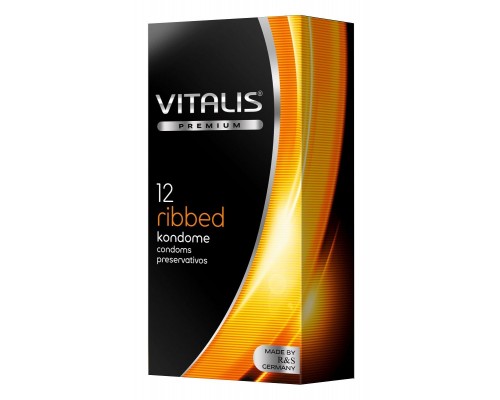 Ребристые презервативы VITALIS PREMIUM ribbed - 12 шт.