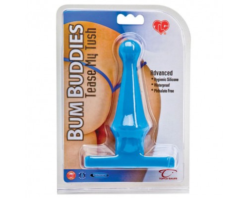 Голубая анальная пробка Bum Buddies Tease My Tush Advanced Silicone Anal Plug - 15 см.