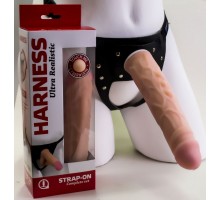 Насадка-фаллос в комплекте с трусиками Harness - 21,6 см.