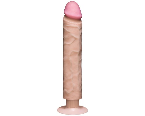 Телесный вибратор-реалистик The Realistic Cock ULTRASKYN Without Balls Vibrating 10” - 29,2 см.