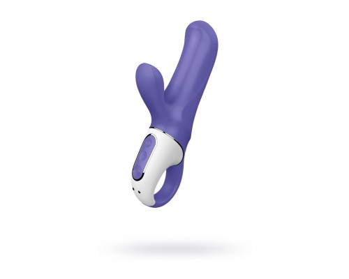 Фиолетовый вибратор Satisfyer Magic Bunny с клиторальным отростком - 17,6 см.