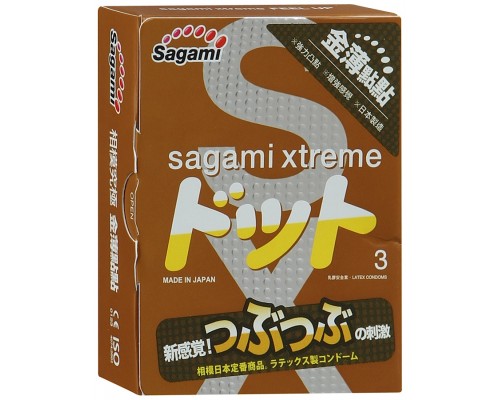 Презервативы Sagami Xtreme Feel Up с точечной текстурой и линиями прилегания - 3 шт.