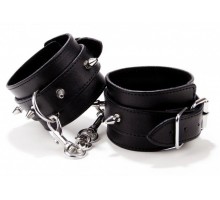 Чёрные кожаные наручники с шипами Spiked Leather Handcuffs