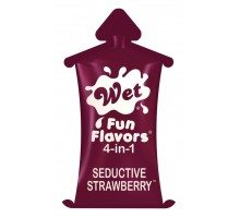 Разогревающий лубрикант Fun Flavors 4-in-1 Seductive Strawberry с ароматом клубники - 10 мл.