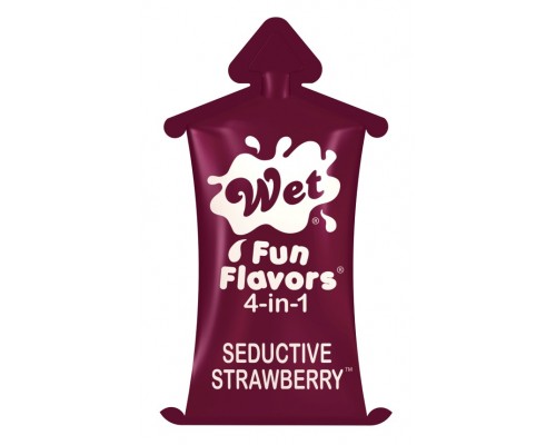 Разогревающий лубрикант Fun Flavors 4-in-1 Seductive Strawberry с ароматом клубники - 10 мл.