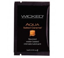 Лубрикант со вкусом соленой карамели Wicked Aqua Salted Caramel - 3 мл.