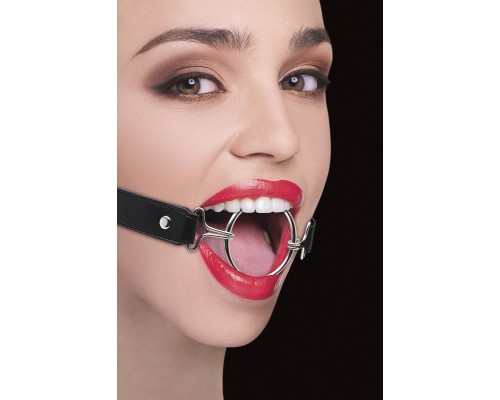 Расширяющий кляп Ring Gag XL с чёрными ремешками