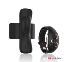 Черно-золотая вибровкладка в трусики с пультом-часами Anne s Desire Vibro Panty Wireless Watchme