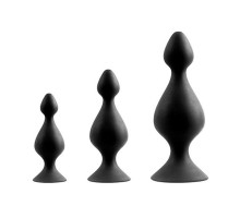 Набор из 3 чёрных анальных силиконовых втулок MENZSTUFF 3-PIECE ANAL PAWN SET