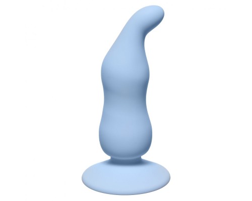 Голубая анальная пробка Waved Anal Plug Blue - 11 см.