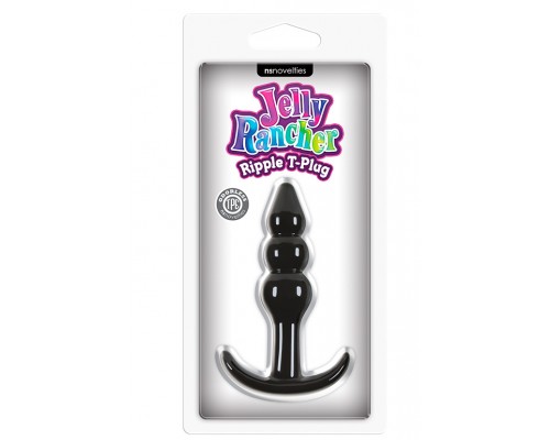 Чёрная анальная пробка Jelly Rancher T-Plug Ripple - 10,9 см.