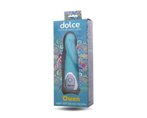 Голубой мини-вибратор Dolce Owen - 12,5 см.