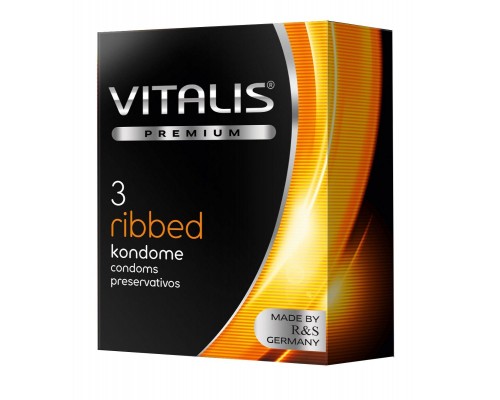 Ребристые презервативы VITALIS PREMIUM ribbed - 3 шт.