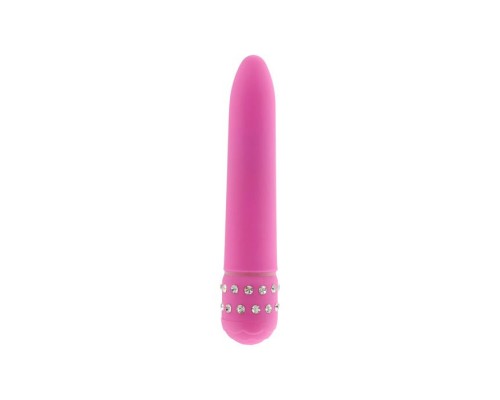 Розовый мультискоростной вибратор DIAMOND PINK SUPERBE VIBE - 15 см.