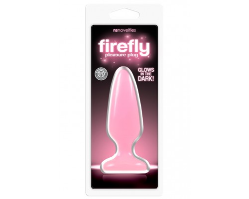 Розовая, светящаяся в темноте анальная пробка Firefly Pleasure Plug Medium Pink - 12,7 см.