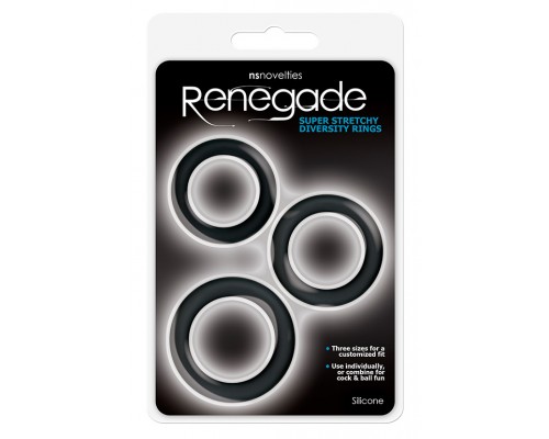 Набор из 3 чёрных эрекционных колец Renegade Diversity Rings Black