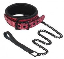 Розово-черный ошейник COLLAR   LEASH с поводком