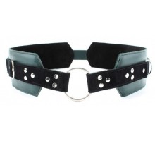 Изумрудный пояс с колечками для крепления наручников Emerald Leather Belt