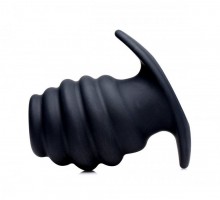 Средняя черная анальная пробка Hive Ass Tunnel Silicone Ribbed Hollow Anal Plug Medium - 8,13 см.