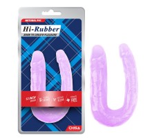 Фиолетовый двусторонний фаллоимитатор Hi-Rubber - 34 см.