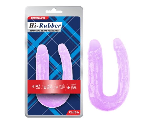 Фиолетовый двусторонний фаллоимитатор Hi-Rubber - 34 см.