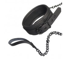 Чёрный ошейник с поводком BLAZE COLLAR AND CHAIN BLACK