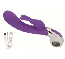 Фиолетовый вибратор Embrace Bunny Wand - 21 см.