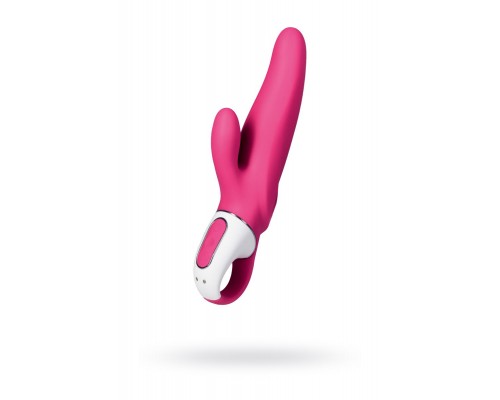 Ярко-розовый вибратор  Satisfyer Mr. Rabbit с клиторальным отростком - 22,1 см.